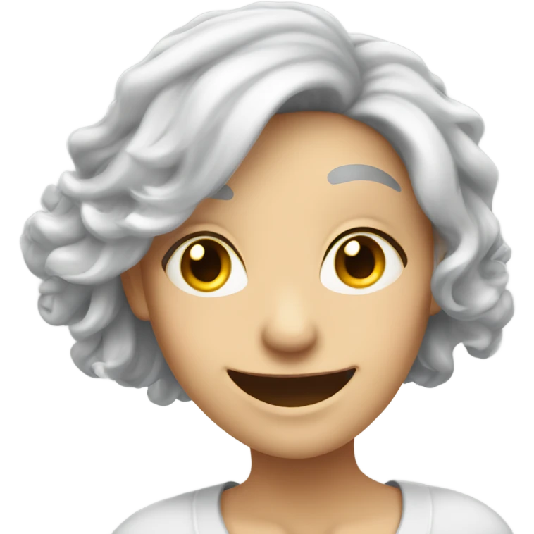 silver hair lady, smiling, happy to help emoji