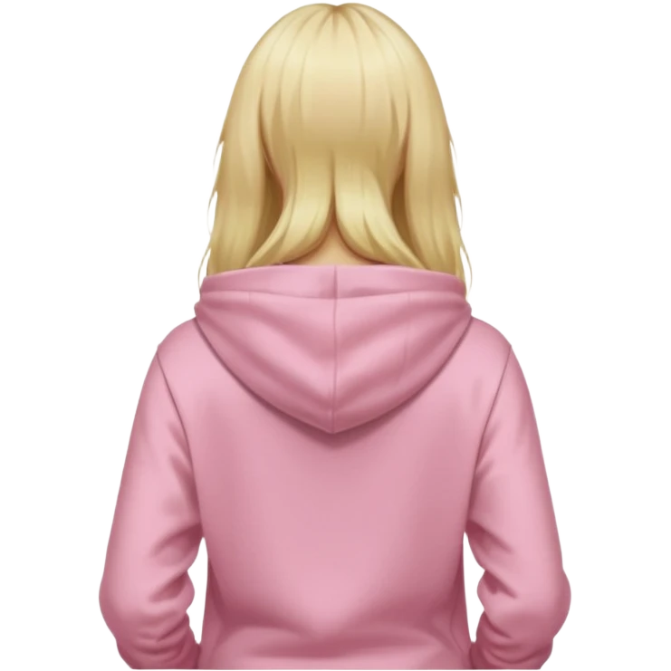 close up back view of long blonde hair, light pink hoodie emoji