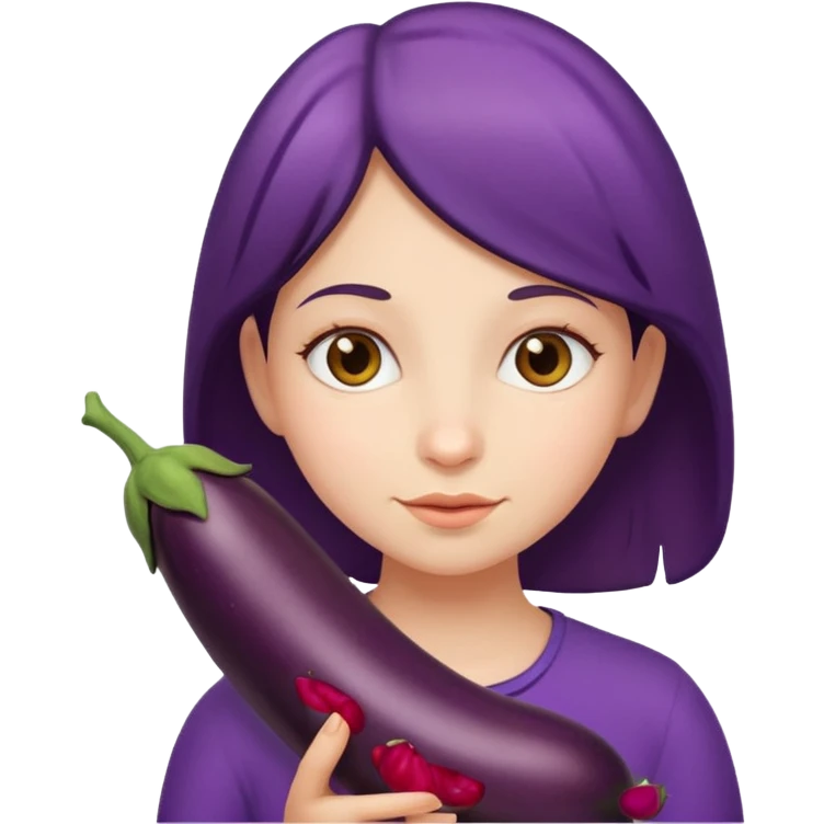 Girl with egg plant emoji
