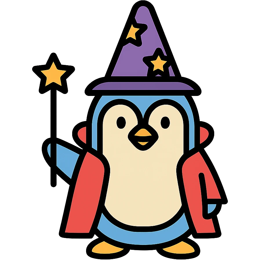A penguin wizard emoji