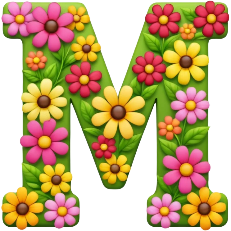 letter m made of flowers emoji