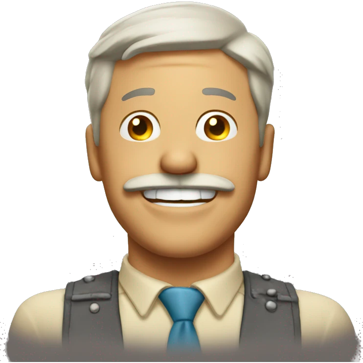 Man with funny mustache laughing. emoji