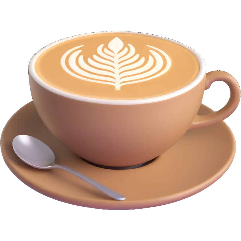 expensive artisanal latte in a cafe from upward view perspective, latte art, fancy coffee drink emoji