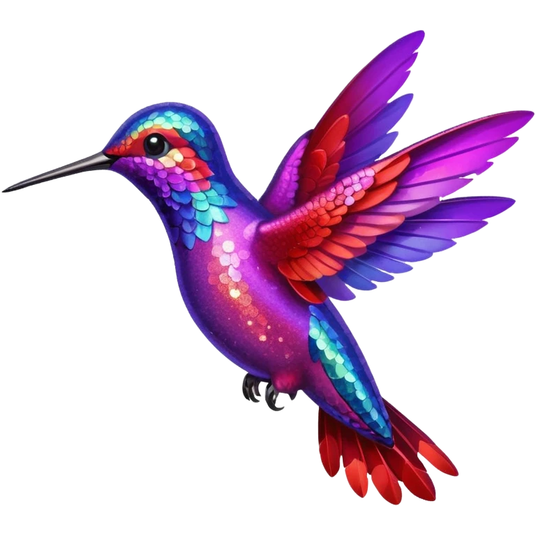 hummingbird with red and purple with glitter emoji