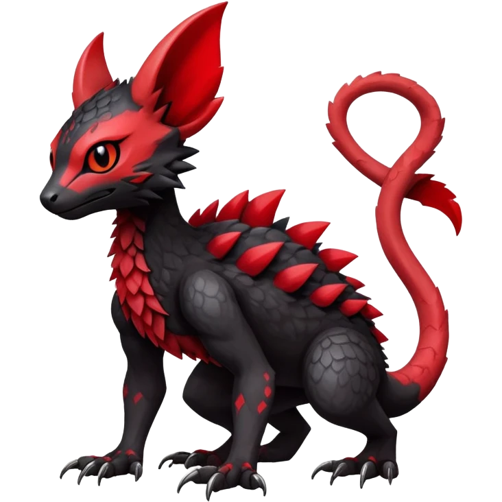 Dark edgy exotic painted Fakémon-Pokémon-Trico-Vernid-creature emoji