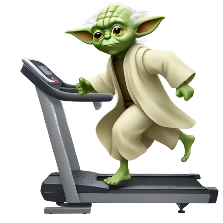 Yoda running on treadmill emoji