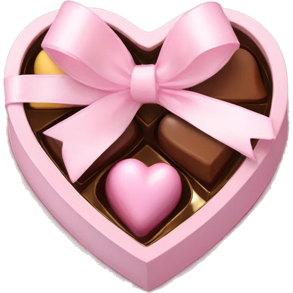 pale pink heart box, pale pink bow, filled with chocolates inside emoji