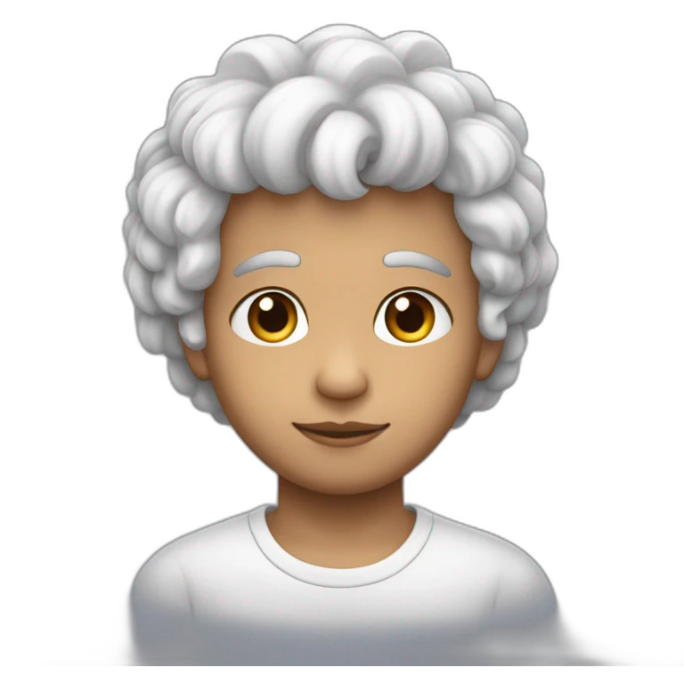 muchacho pelo gris piel blanca pelo lacio con pastel emoji