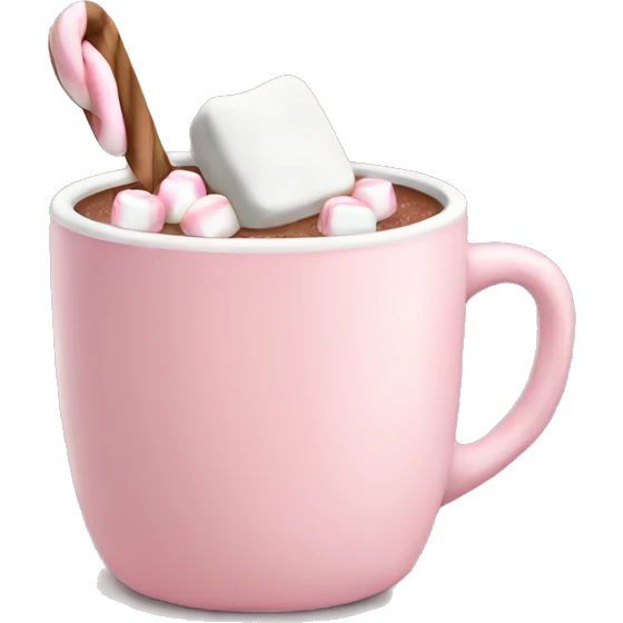 Light Pink mug of hot chocolate with marshmallows  emoji