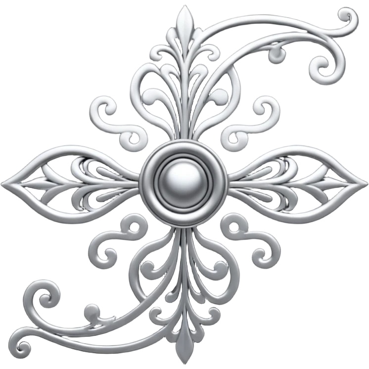Black and silver filigree page divider, 3D, extremely detailed design emoji