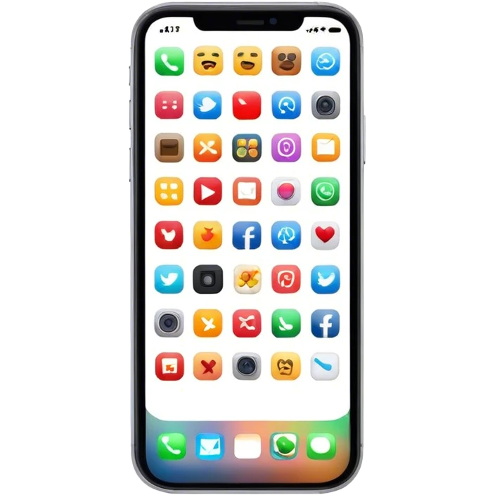 phone with a lot of one app on the screen emoji