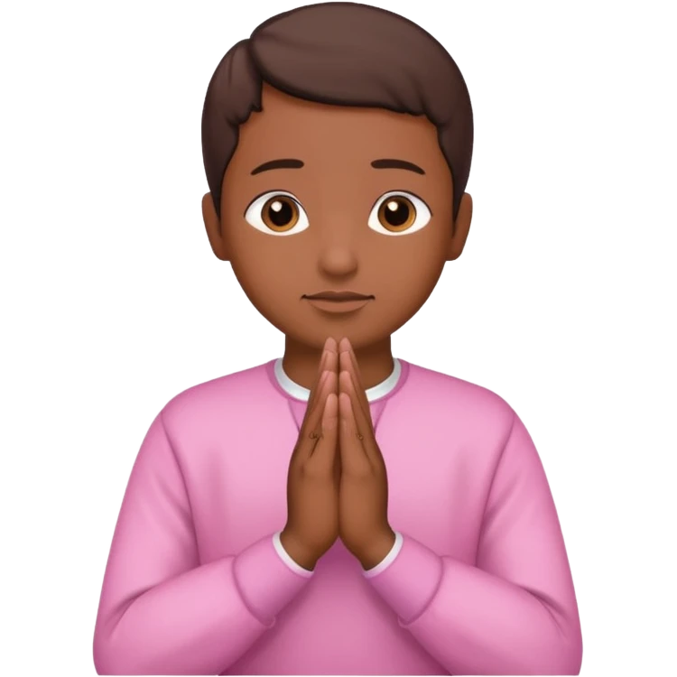 Brown praying hands with pink sleeves emoji