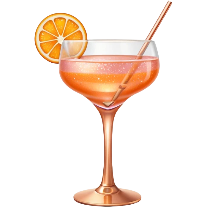 Glittery orange with rose gold mocktail emoji