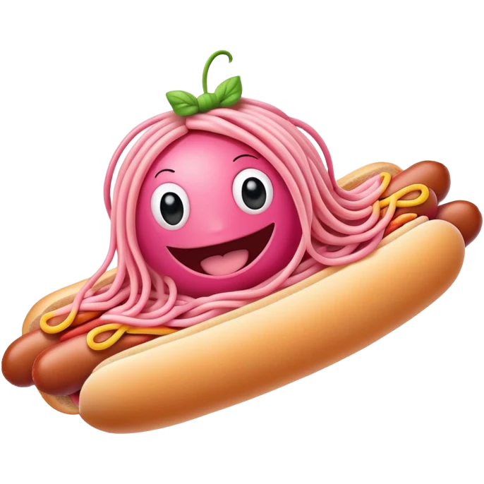 pink spaghetti monster hot dog flying  emoji