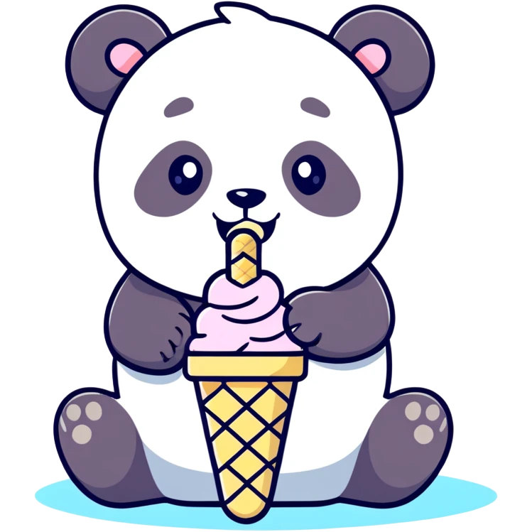 Panda eating ice cream emoji