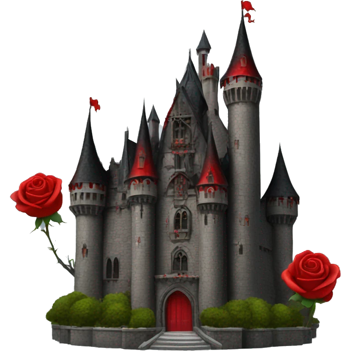 Black and red gothic castle with roses emoji