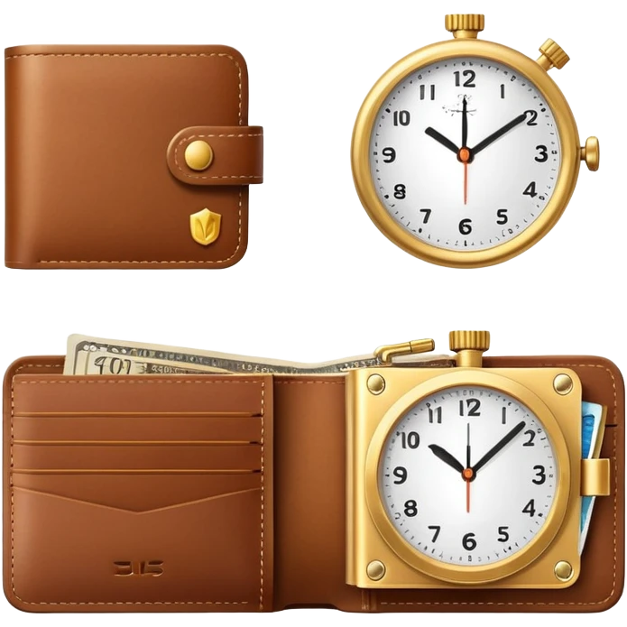 wallet and clock side by side emoji