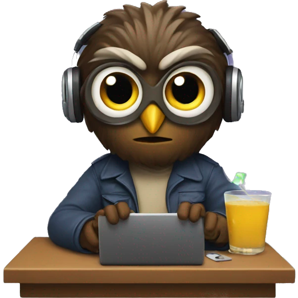 Night owl playing video games emoji