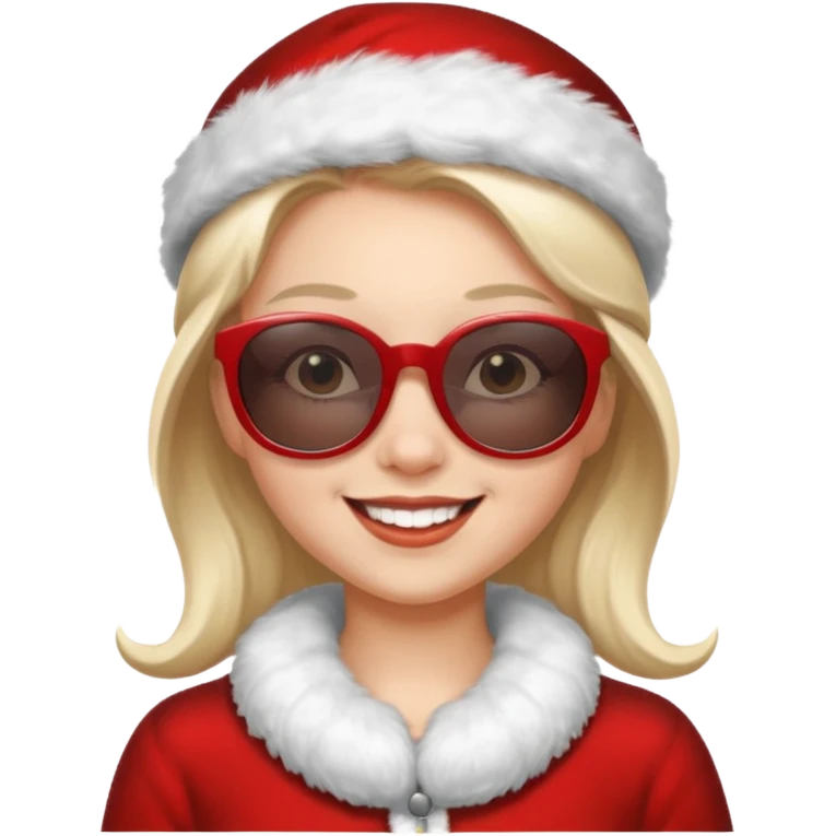 girl Santa with sunglasses emoji