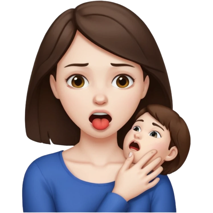 Woman choking herself brunette emoji