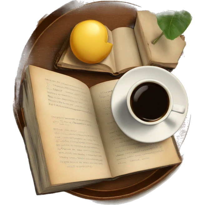 vintage tray with book and coffee on it emoji