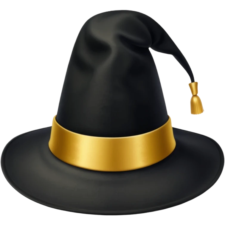 black magic hat with gold ribbon emoji