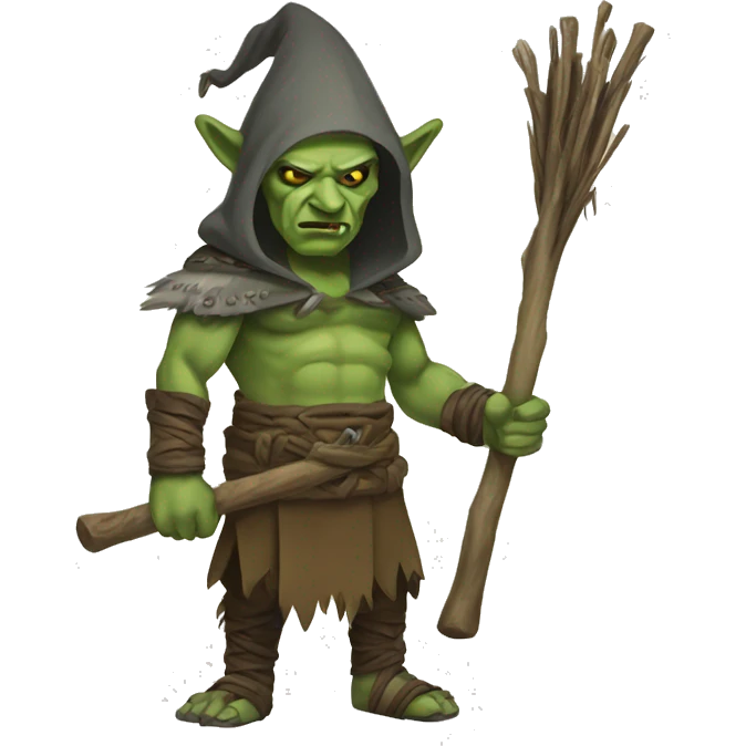 hooded orc chaman with stick emoji