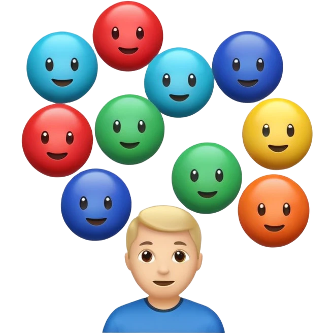 can some of the juggling balls faces (depicting customers and stakeholders) emoji