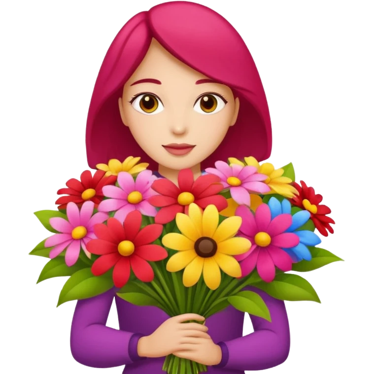 woman with big bouquet of flowers emoji