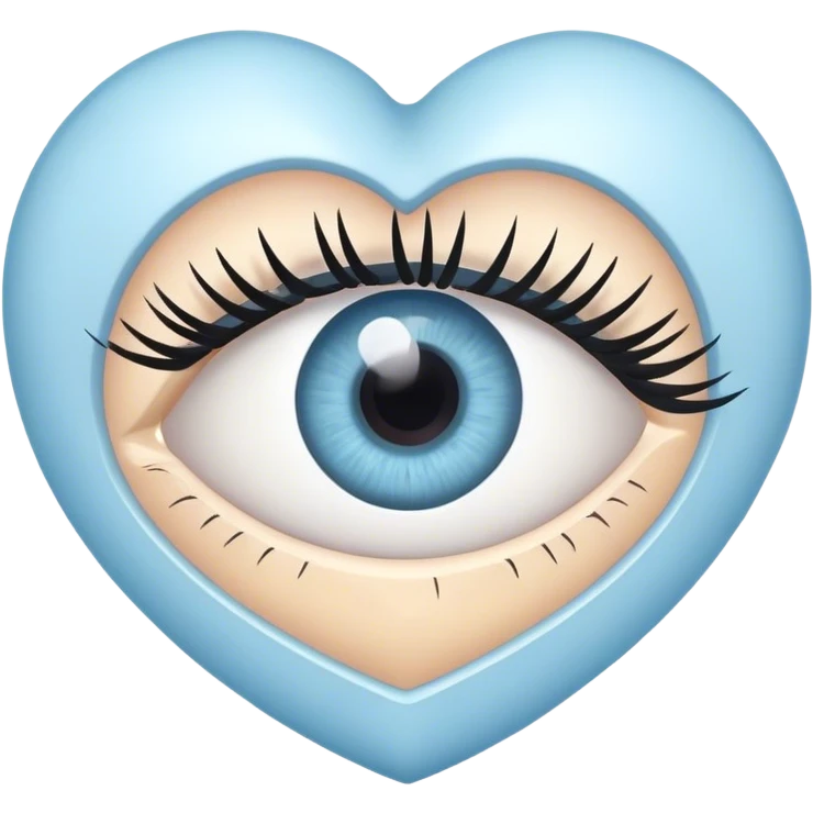 Eye with eyelashes inside light blue heart emoji