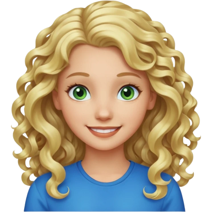 A white girl with long blonde curly hair and blue and green eyes emoji