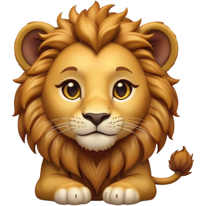 Cinematic Cute Lion Cub Portrait Emoji, Head tilted playfully and inquisitively, featuring a glossy tawny Fur with a lush mane and round, sparkling amber eyes filled with curious mischief, Simplified yet irresistibly adorable features, highly detailed, glowing with a warm, friendly glow, high shine, affectionate and spirited, stylized with a touch of jungle whimsy, bright and endearing, soft glowing outline, capturing the essence of a mischievous yet loving Lion Cub, so playful it feels like it could pounce out of the screen and into your arms! emoji