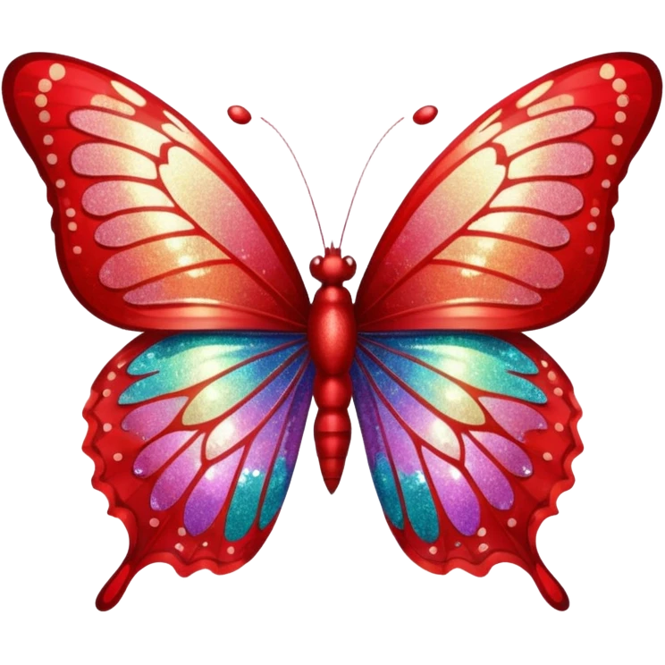 red glitter butterfly emoji