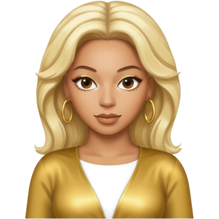 Beyonce platinum blonde hair, gold outfit emoji