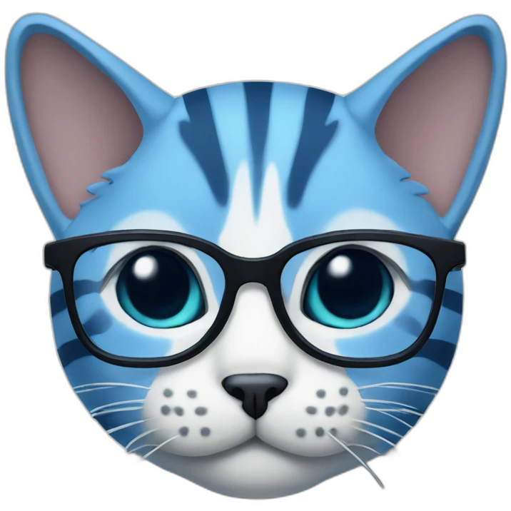 Blue striped cat with glasses emoji