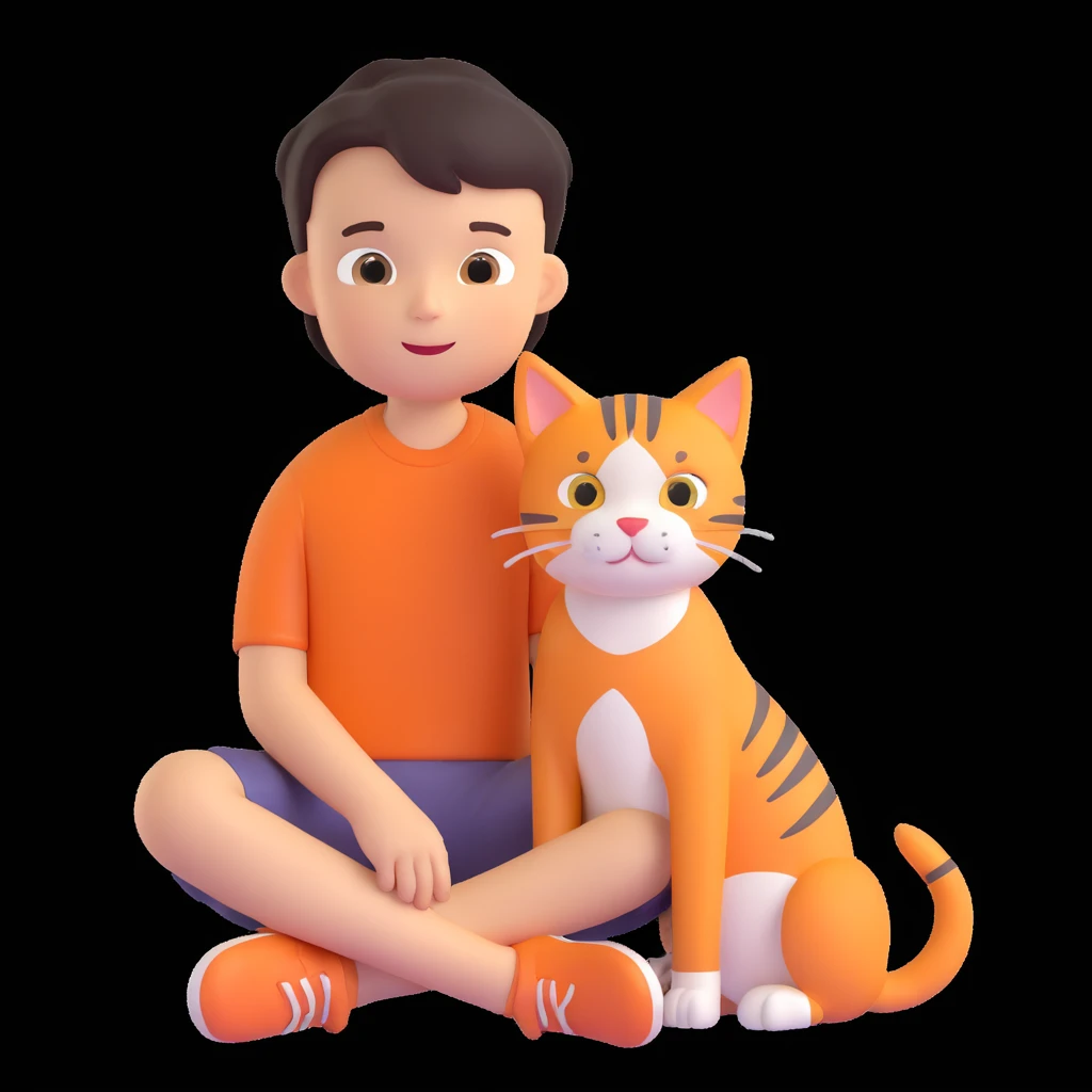 boy and cat pet emoji