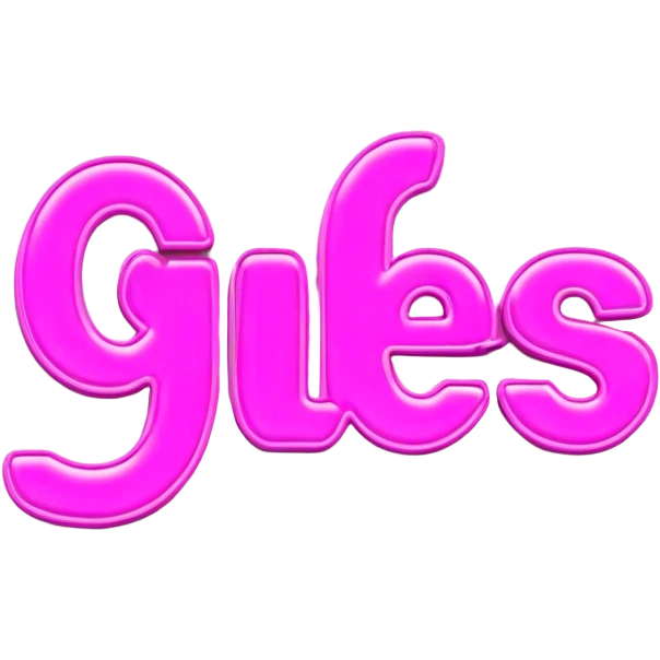 Pink neon sign with the word Giles emoji