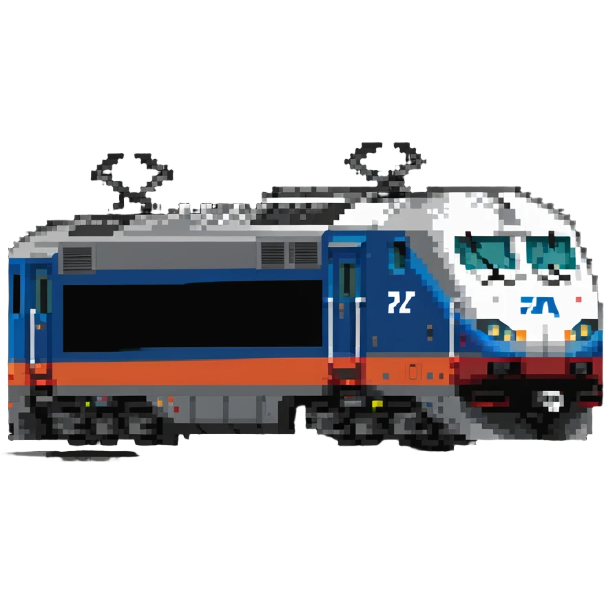 electric Amtrak locomotive, three-quarters view emoji