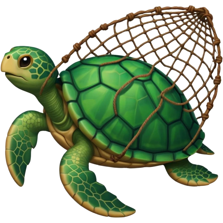 turtle stuck with fishing net emoji