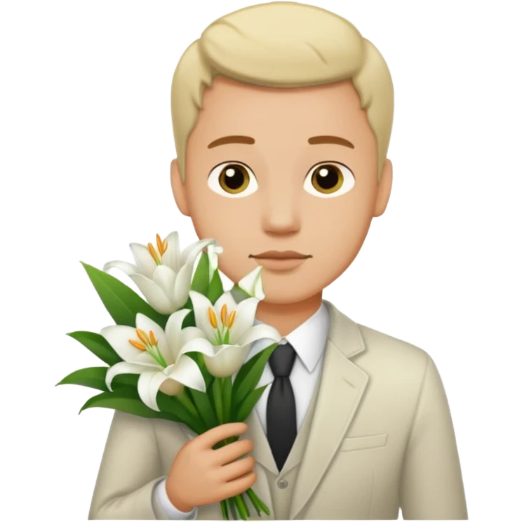 Man flowers in hands head emoji