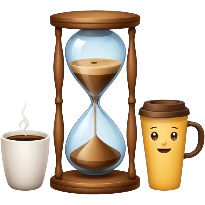 hourglass next to a coffee cup emoji