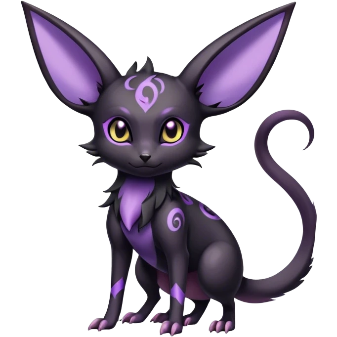 Dark evil shadow Noibat-Umbreon-Espeon-hybrid, full body, special markings emoji