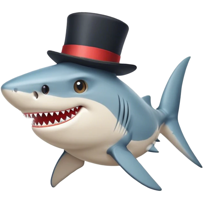 Shark with a top hat emoji