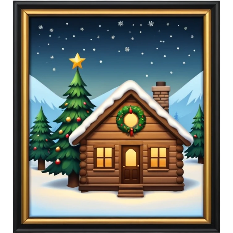 Realistic Beautiful Christian Christmas tree in a cabin emoji