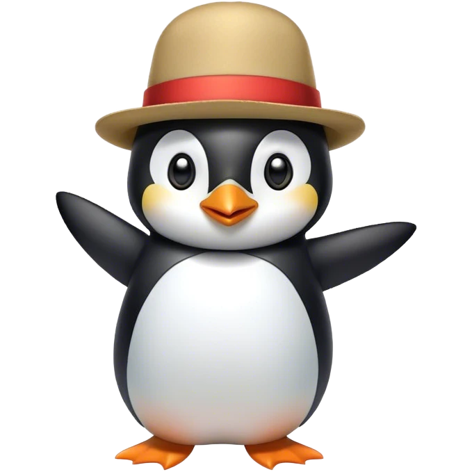 Penguin dancing with a hat emoji