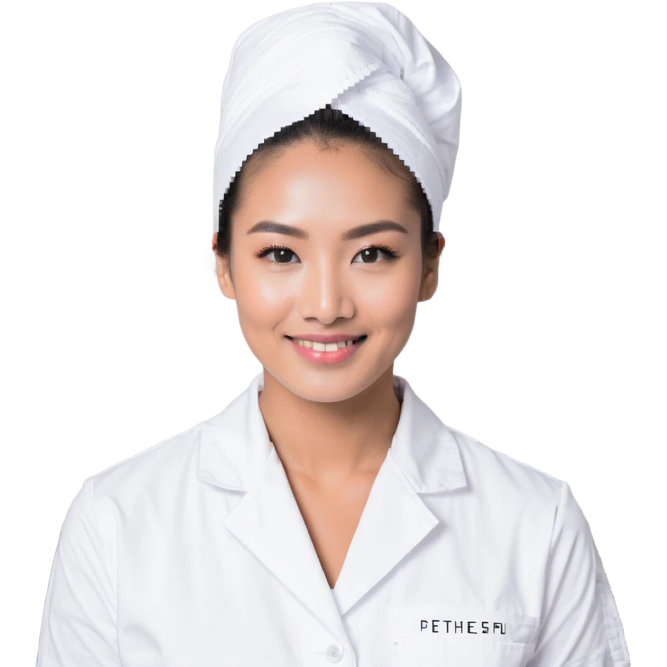 An esthetician providing facial treatments, wearing a white uniform emoji