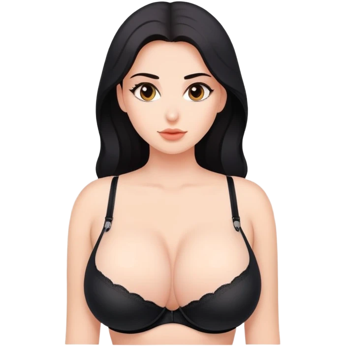 Woman with massive boobs in black bra emoji
