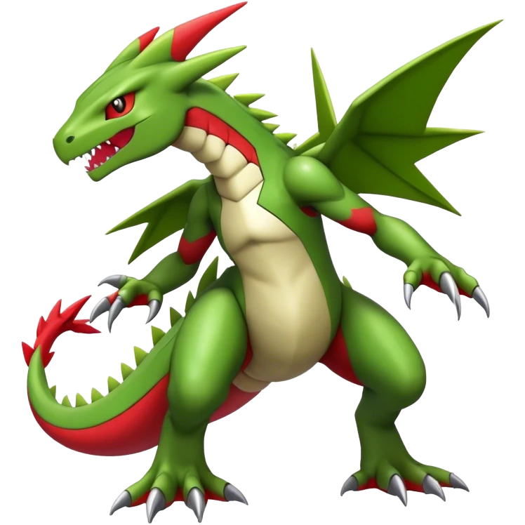 Cool edgy futuristic Guilmon-Flygon-Tyranitar-Digimon-hybrid-fusion, full body emoji