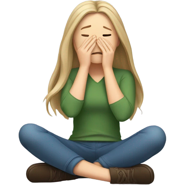  White girl ashamed of herself of hiding face in hands emoji