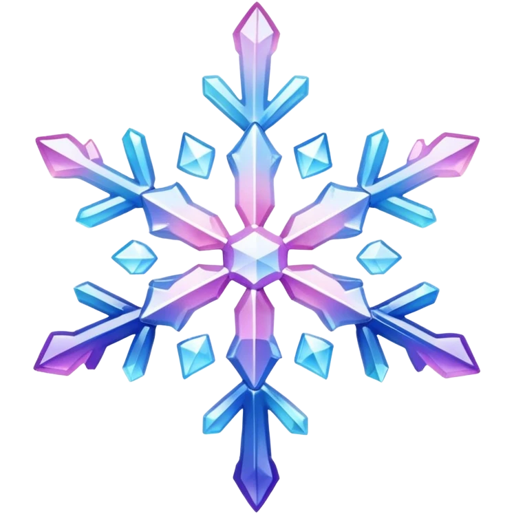 Gradient iridescent Pastel Pink violet blue white crystal snowflake  emoji